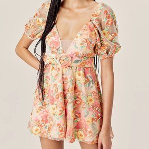 For Love Lemon Winnie Embroidered Belt Mini Dress